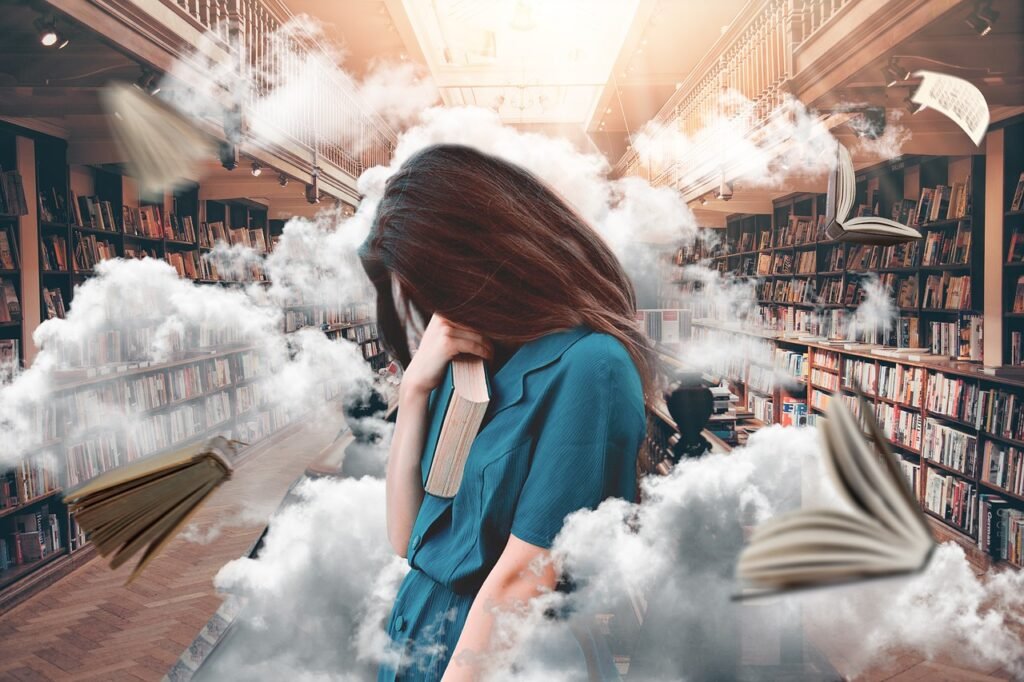 woman library books 3435842