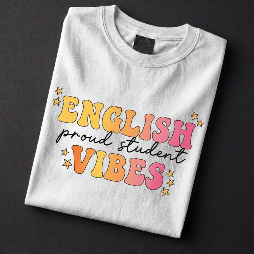 English Proud Student Vibes Shirt Cute 3 English Student Vibes T Shirt ESL Learner Gift EMS