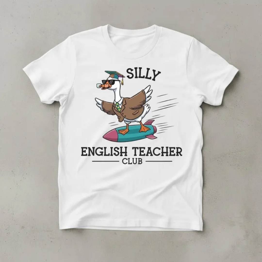 Silly English Teacher Club Shirt Funny 2 Funny Goose English Teacher T Shirt Silly Club Cartoon Tee ENGLISH