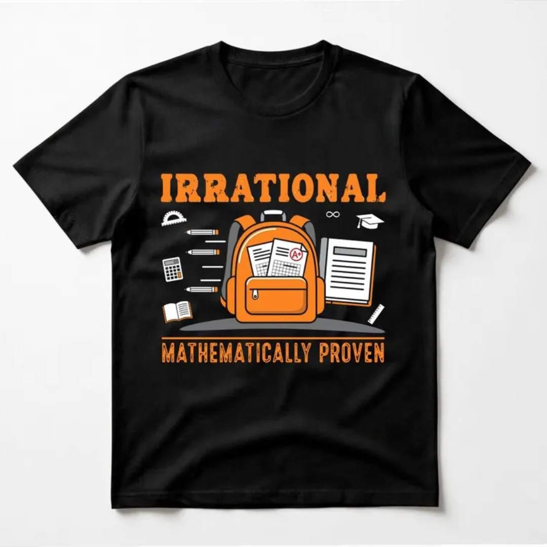 Math Humor T-Shirt — Irrational 2 rrational Mathematically Proven Graphic Tee ENGLISH