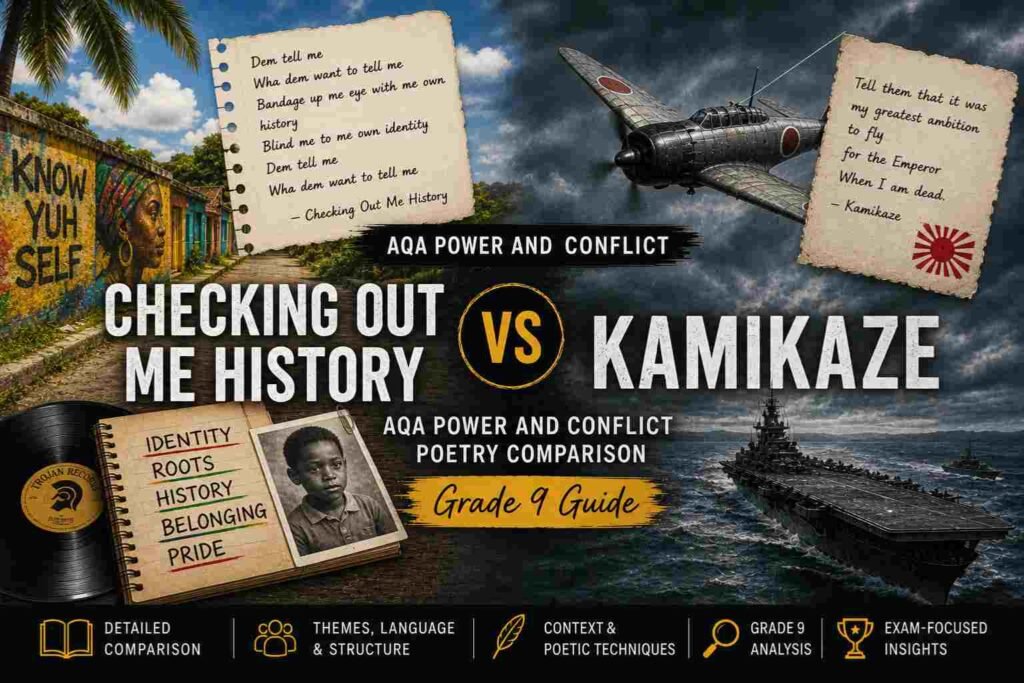 Checking Out Me History vs Kamikaze AQA Power and Conflict Poetry Comparison (Grade 9 Guide)