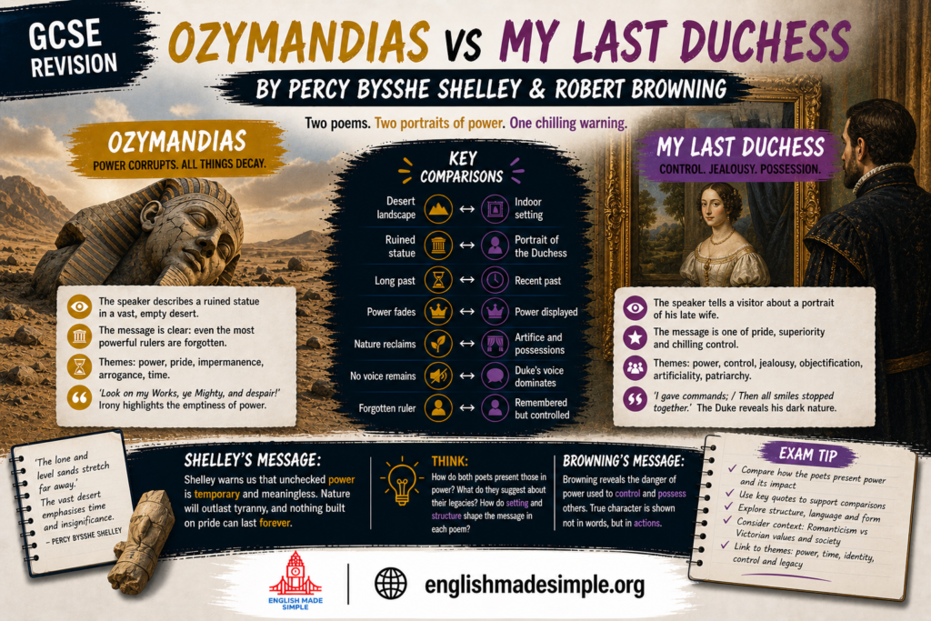 Ozymandias vs My Last Duchess: AQA Power and Conflict Poetry Comparison (Grade 9 Guide) 1 Ozymandias and last duchess