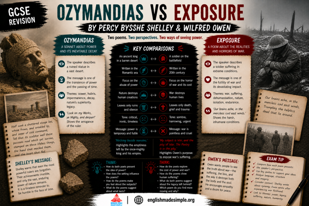 Ozymandias vs Exposure: AQA Power and Conflict Poetry Comparison (Grade 9 Guide) 9 Ozymandias v Exposure