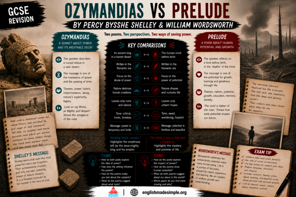 Ozymandias vs The Prelude: AQA Power and Conflict Poetry Comparison (Grade 9 Guide) 2 Ozymandias v Prelude
