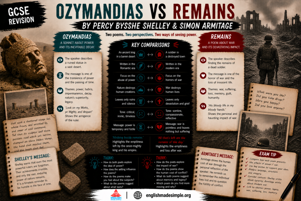 Ozymandias vs Remains: AQA Power and Conflict Poetry Comparison (Grade 9 Guide) 5 Ozymandias v Remains