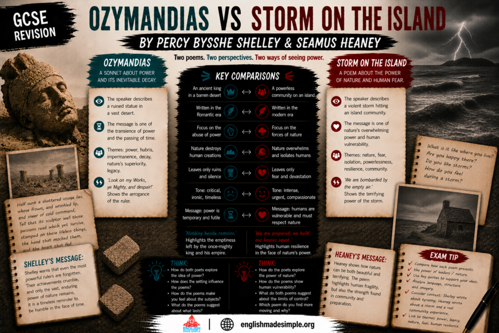 Ozymandias vs Storm on the Island: AQA Power and Conflict Poetry Comparison (Grade 9 Guide) 4 Ozymandias v Storm on the Island