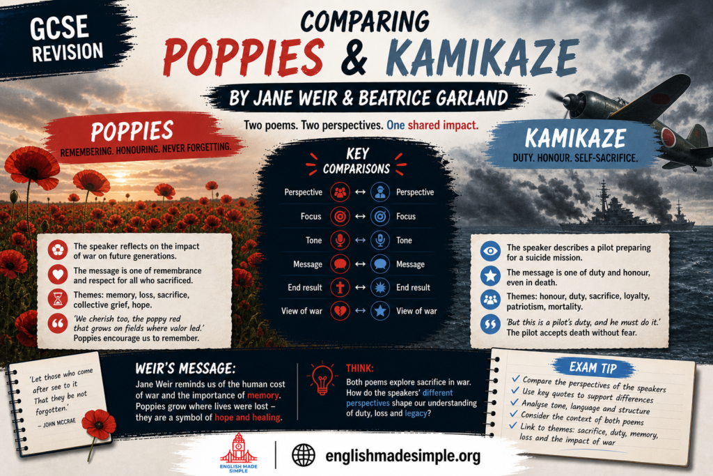 Poppies vs Kamikaze: AQA Power and Conflict Poetry Comparison (Grade 9 Guide) 4 Poppies and Kamikaze