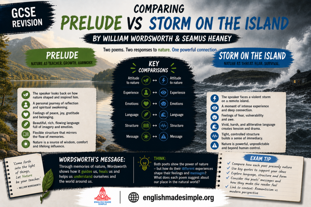 Prelude vs Storm on the Island: AQA Power and Conflict Poetry Comparison (Grade 9 Guide) 3 Prelude and storm on the island