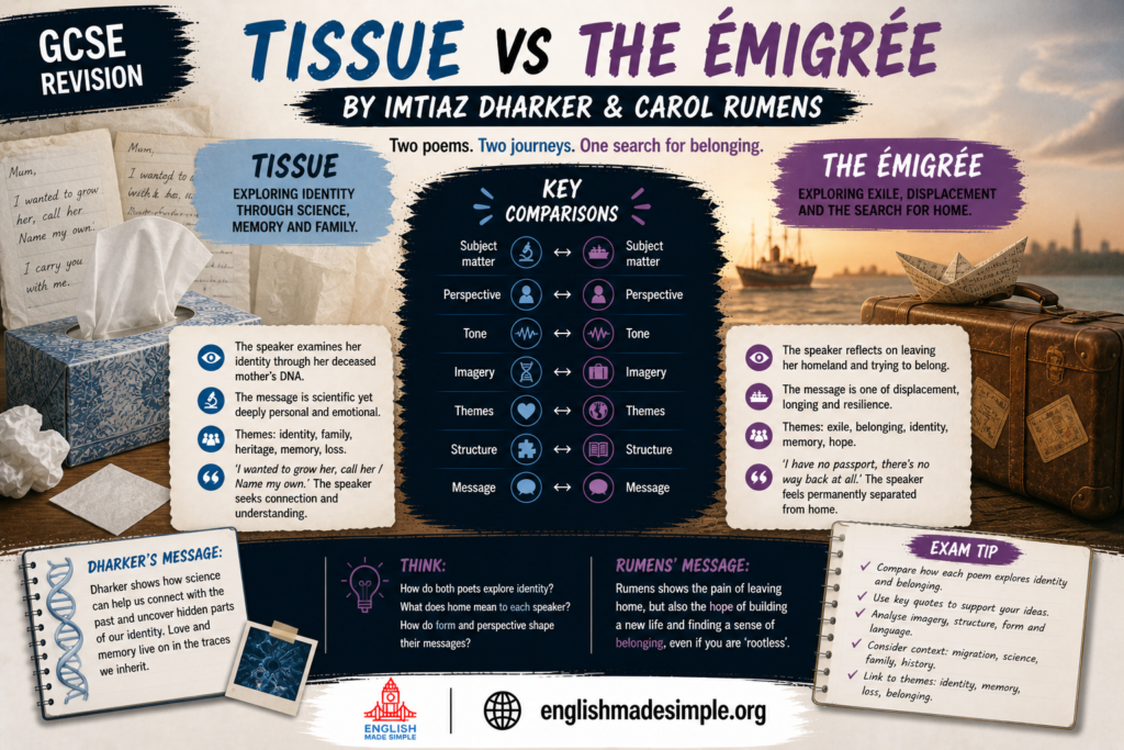 Tissue vs The Émigrée: AQA Power and Conflict Poetry Comparison (Grade 9 Guide) 5 Tissue v Emigree